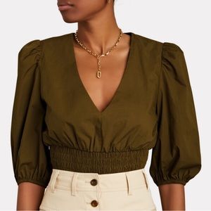 Intermix Scarlet puff sleeve poplin top